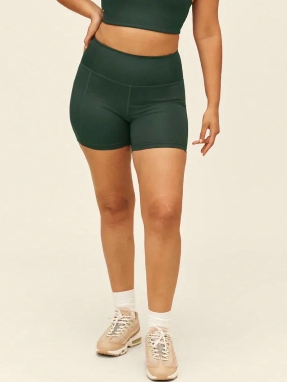 Girlfriend Collective Moss Green High-Rise Athletic Shorts NWT